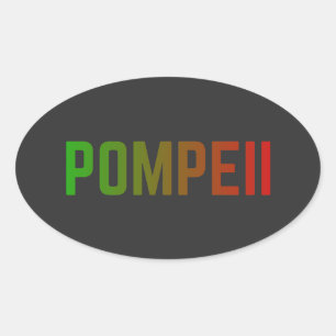 Adesivo Oval Pompéia Itália Design Tipográfico Minimalista