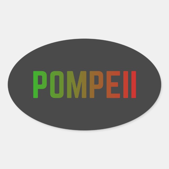 Adesivo Oval Pompeii Italy Minimal Typographic Design (Frente)