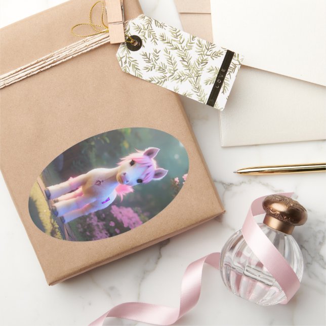 Adesivo Oval Pôneo Espírito 3D Bonito 10 (Presentear)