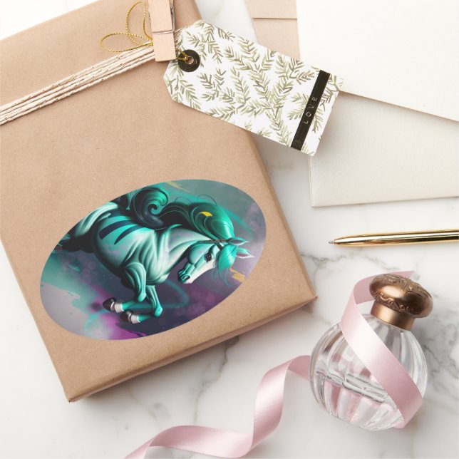 Adesivo Oval Pôneo Espírito 3D Bonito 24 (Presentear)