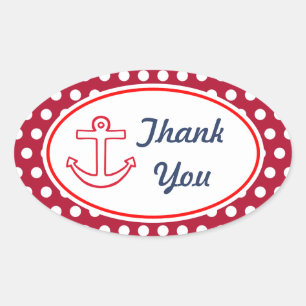 Adesivo Oval Pontos de Âncora Muito Obrigado