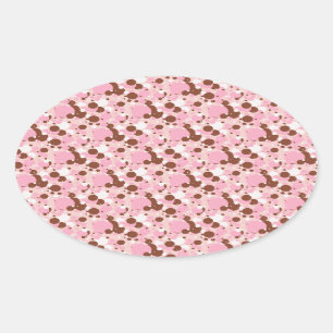 Adesivo Oval Pontos napolitanos ESTICKERS cor-de-rosa-OVAL 01-L