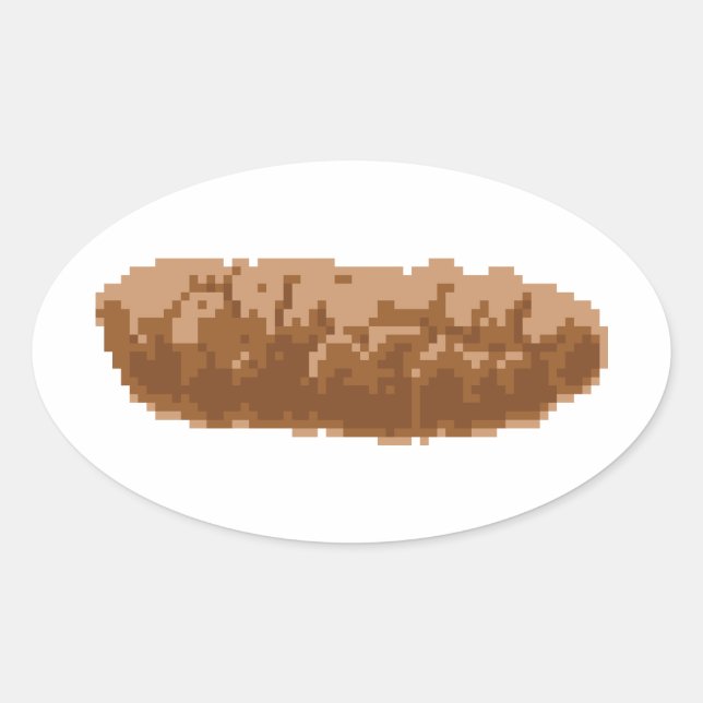 Adesivo Oval Poop de pixel de 8 bits (Frente)