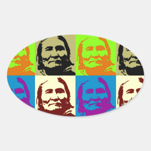 Adesivo Oval Pop Art Freedom Fighter Geronimo