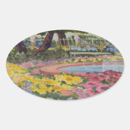 Adesivo Oval Poppies de Jardim do Prescott Park Portsmouth NH