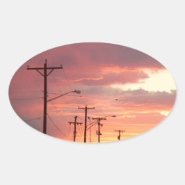 Adesivo Oval Pôrs do sol da cidade