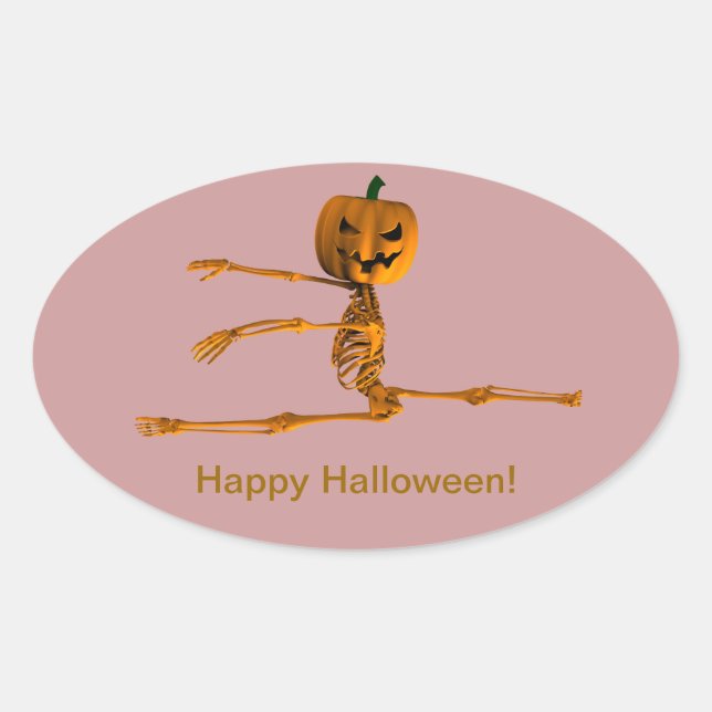 Adesivo Oval Posição do Balé Grand Jeté (Frente)