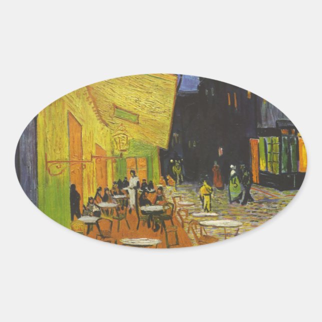 Adesivo Oval Posto Impressionista Van Gogh Cafe Terrace (Frente)