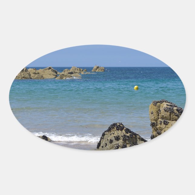 Adesivo Oval Praia do Prévenon na França (Frente)