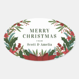 Adesivo Oval Presente de Natal nas Férias