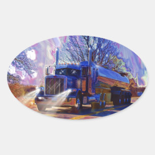 Adesivo Oval Presente de transporte pesado de caminhões-cistern