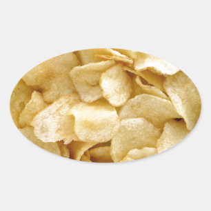 Adesivo Oval Presentes de comida de batata frita