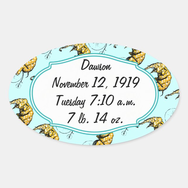 Adesivo Oval Presentes de elefante de circo (Frente)