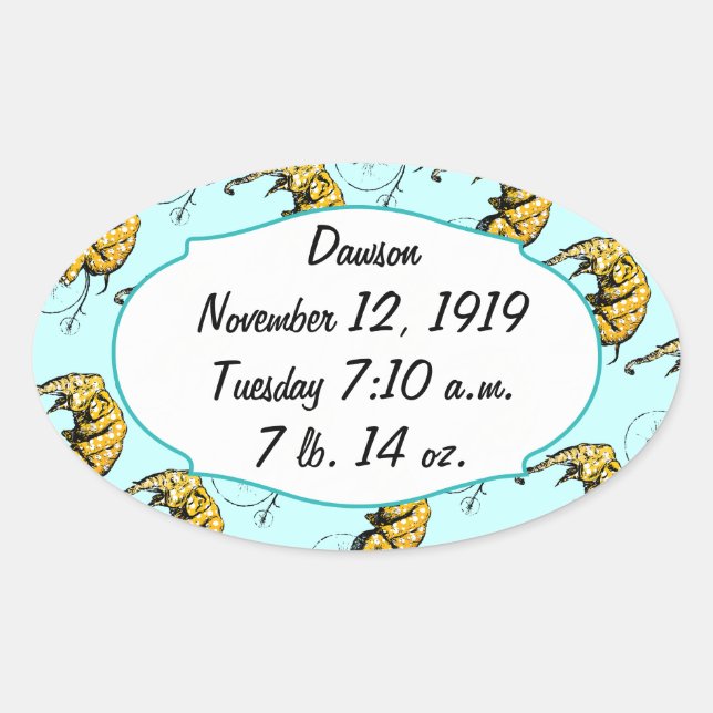 Adesivo Oval Presentes de elefante de circo (Frente)