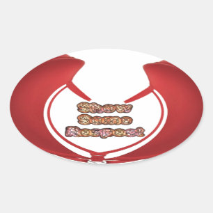 Adesivo Oval Presentes Retro Red Hakuna Matata mostram algum re