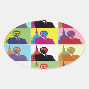Adesivo Oval Presidente Obama Pop Art