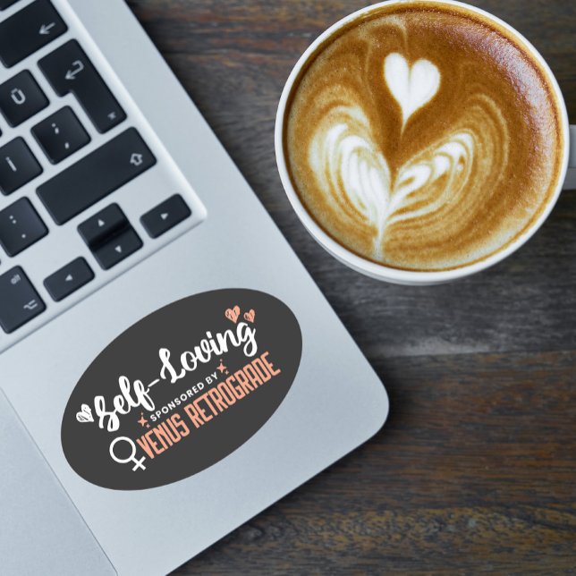 Adesivo Oval Preto de Autoamor (Criador carregado)