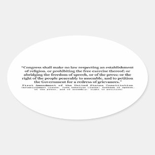 Adesivo Oval Primeira Emenda da constituição de Estados Unido