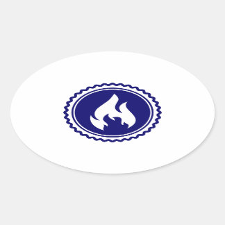 Adesivo Oval Primeiro Crachá Azul Flame do Bombeiro Respondente