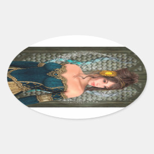 Adesivo Oval Princesa de Conto de Fadas