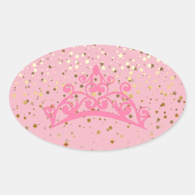 Adesivo Oval Princesa Tiara e Stars Stickers (Frente)