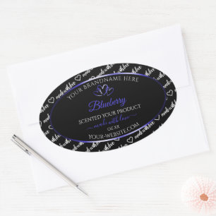 Adesivo Oval Produto em Nuvem Branco Preto Rotulagem Corações A