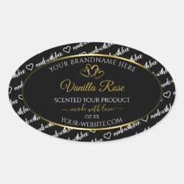 Adesivo Oval Produto em Nuvem de Palavra Branca Preta Rotulagen