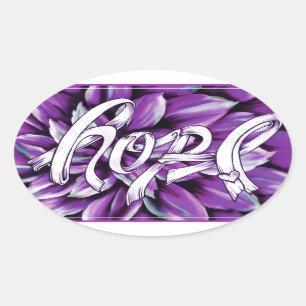 Adesivo Oval Produtos florais da esperança do câncer de