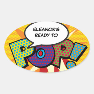Adesivo Oval Pronta para POP Chaveirinho de Criança Colorido Es