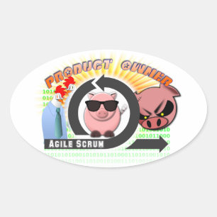 Adesivo Oval Proprietário do produto do scrum - ágil