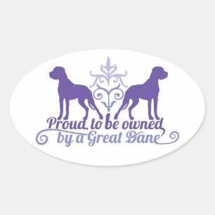 Adesivo Oval Proud owned by a Great Dane purple