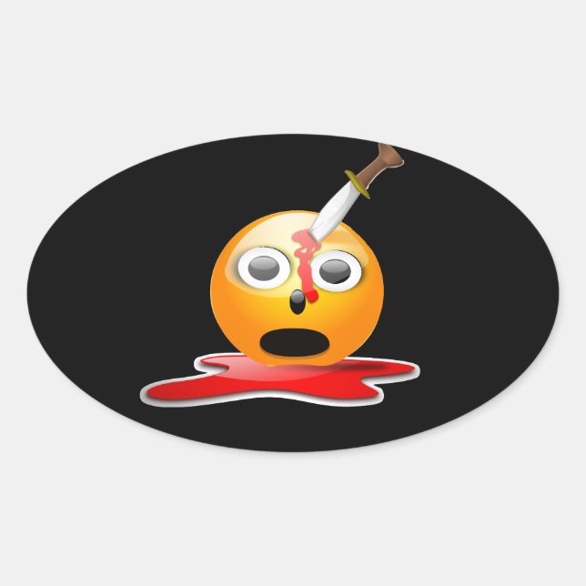 Adesivo Oval psicopata emoji (Frente)