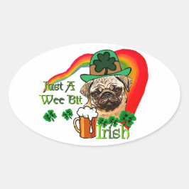 Adesivo Oval Pug St Patricks