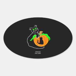 Adesivo Oval Pumpkin Oval de Gato Negro