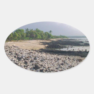 Adesivo Oval Punalu "Sand Beach Hawaii Big Island"
