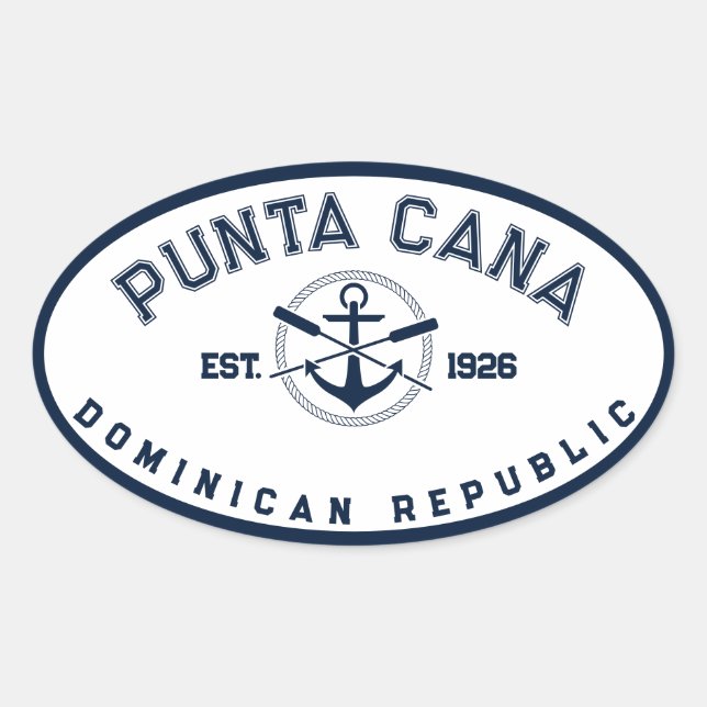 Adesivo Oval Punta Cana - República Dominicana Marinho Oars Anc (Frente)