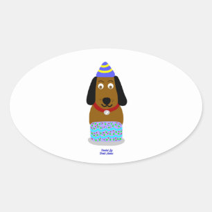 Adesivo Oval Pup Oval Sticker Feliz Aniversário
