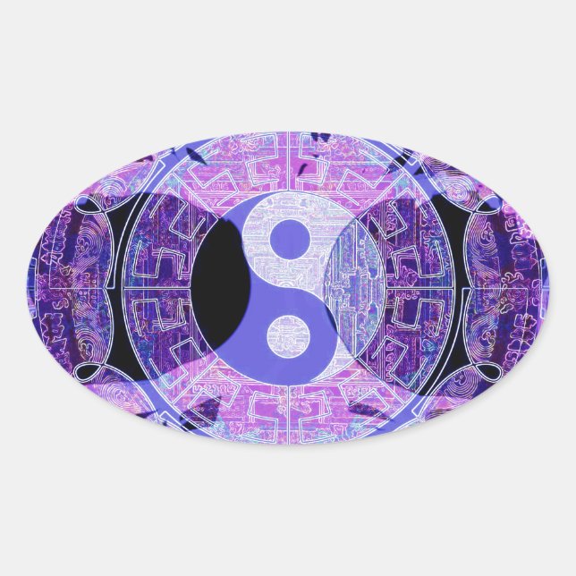 Adesivo Oval Purple Yin Yang