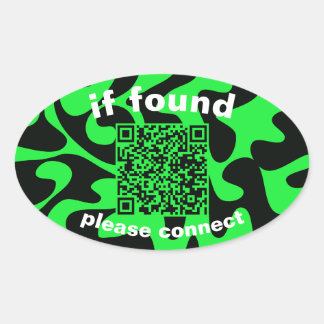 Adesivo Oval QR Code lime green cute lost found