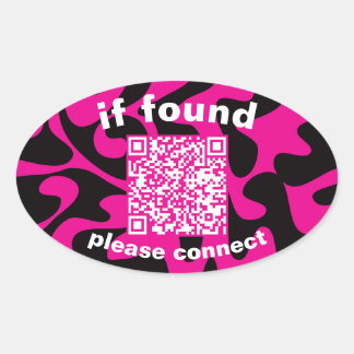Adesivo Oval QR Code lime green cute lost found