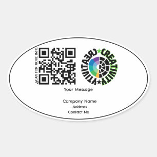 Adesivo Oval QRcode de presente da empresa com personalização B