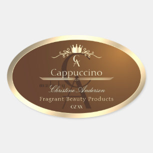 Adesivo Oval Quadro Dourado e Monograma do Rótulo de Produto Ca