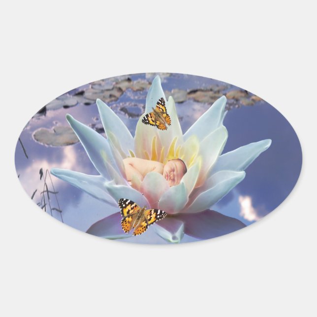 Adesivo Oval Quando um bebê vai dormir (Frente)