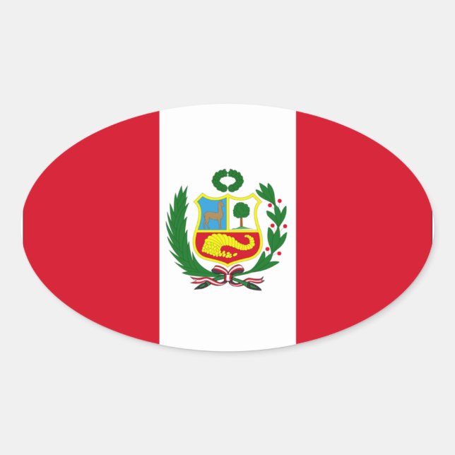 Adesivo Oval Quatro Bandeira Nacional do Peru (Frente)