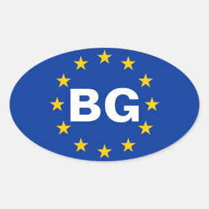 Adesivo Oval QUATRO Bulgária "BG" União Europeia Bandeira
