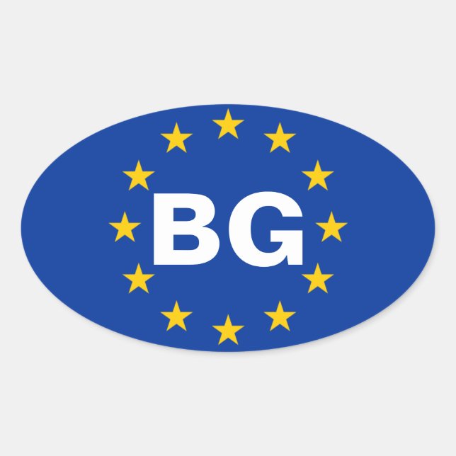 Adesivo Oval QUATRO Bulgária "BG" União Europeia Bandeira (Frente)