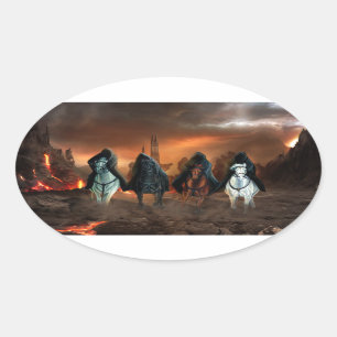 Adesivo Oval Quatro Cavalos Do Apocalipse