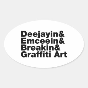 Adesivo Oval Quatro Elementos de Hip Hop