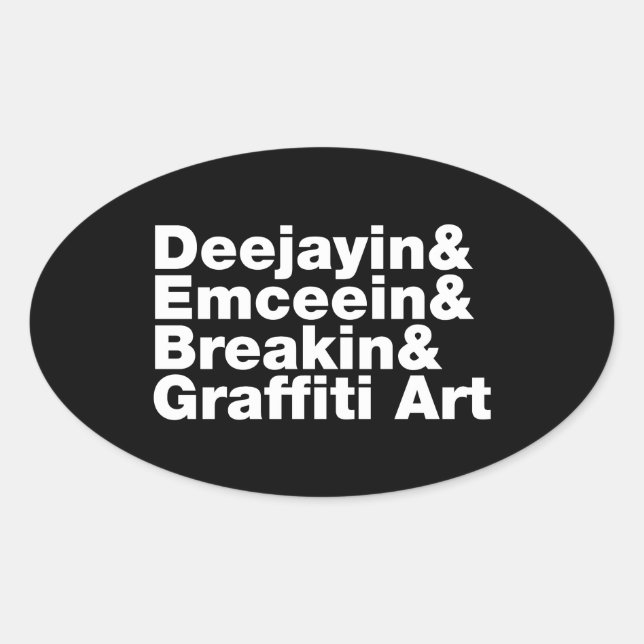 Adesivo Oval Quatro Elementos de Hip Hop (Frente)