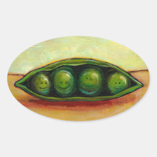 Adesivo Oval Quatro ervilhas em uma arte original original do